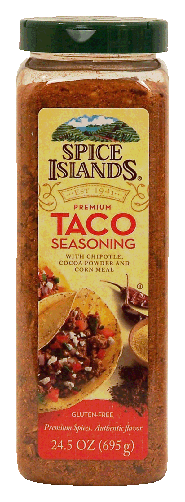 Spice Islands Premium taco seasoning with chipotle cocoa powder and corn meal Full-Size Picture